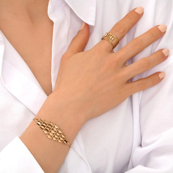 Chic Mother of Pearl and Japanese Bead Bangle by Satellite