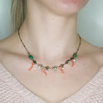 Delicate Flower and Coral Colored Resin Necklace by Eric et Lydie