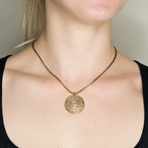 Medallion Gold-Plated Pendant Necklace by Satellite Paris