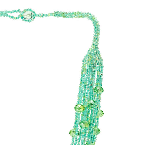 Hand Beaded Necklace - Shimmering Sea Foam Green
