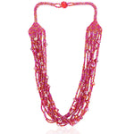 Hand Beaded Necklace - Shimmering Magenta Pink