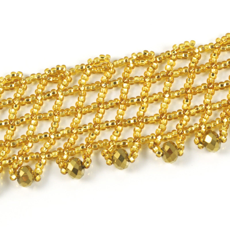 Hand Beaded Necklace - Shimmering Gold
