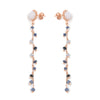 Chalcedony and Blue Sapphire Drop Chain Earrings