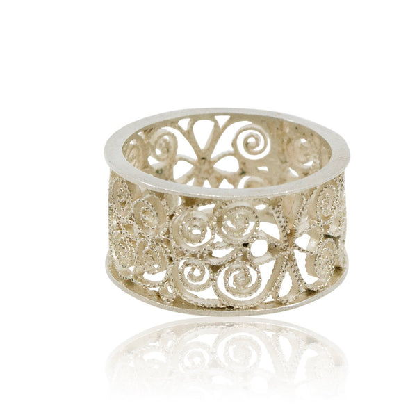 Sterling Silver Filigree Cutout Design Ring - Sizes 5 To 10, .925 Silver Band - View #9
