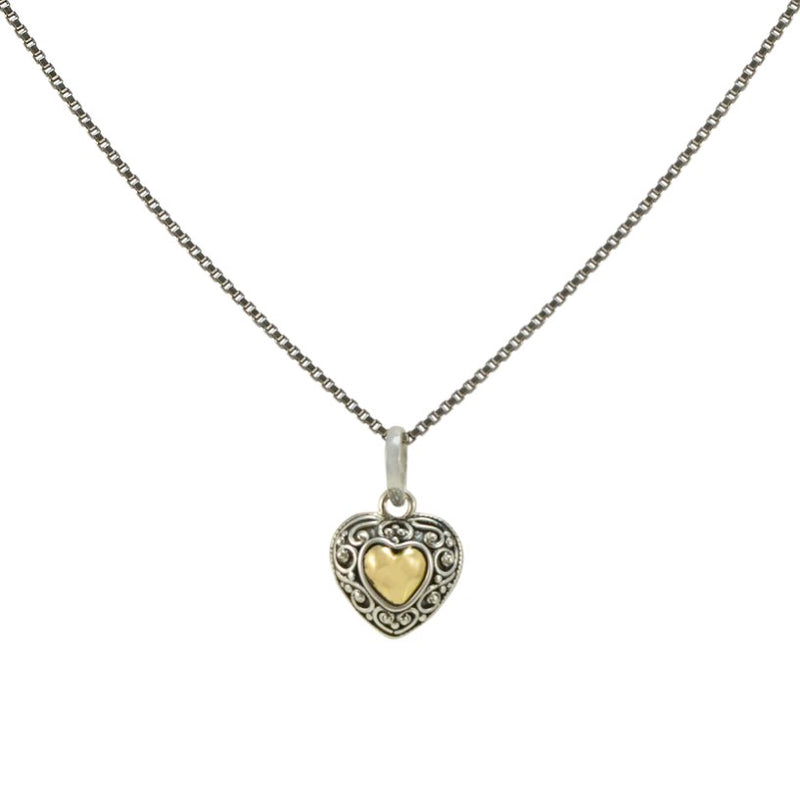 Balinese Sterling Silver and 18K Gold Heart Pendant **Chain Sold Separate**