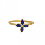 Gold Plated Navy Flowering Ring- Size 6.5