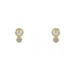 Pearl and Zirconia Gold Plated Post Earrings