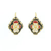 Red Baroque Gold Plated Enamel Earrings from Portugal