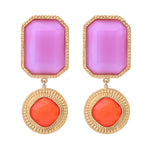 Chic Colorful Gold Statement Earrings by Satellite Paris - Magenta and Orange