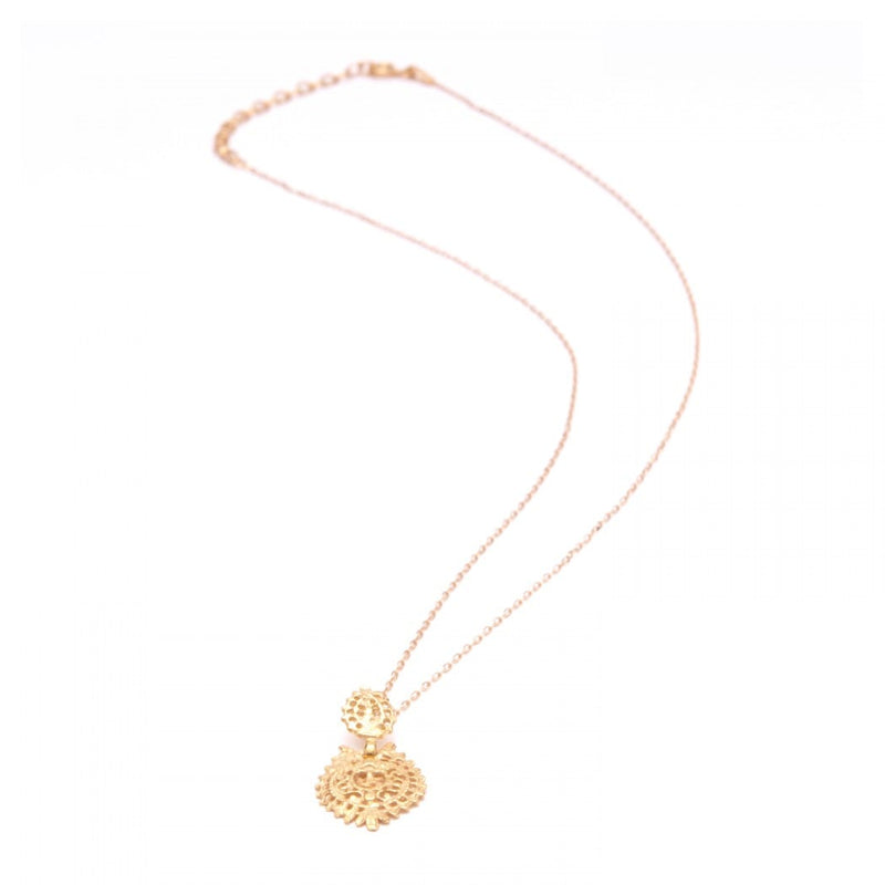 Mini Gold Plated Sterling Silver Filigree "Queen" Pendant Necklace