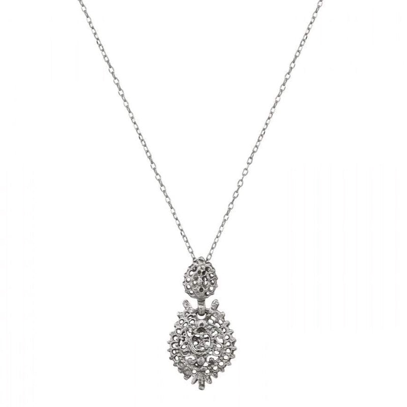 Mini Sterling Silver Filigree "Queen" Pendant Necklace