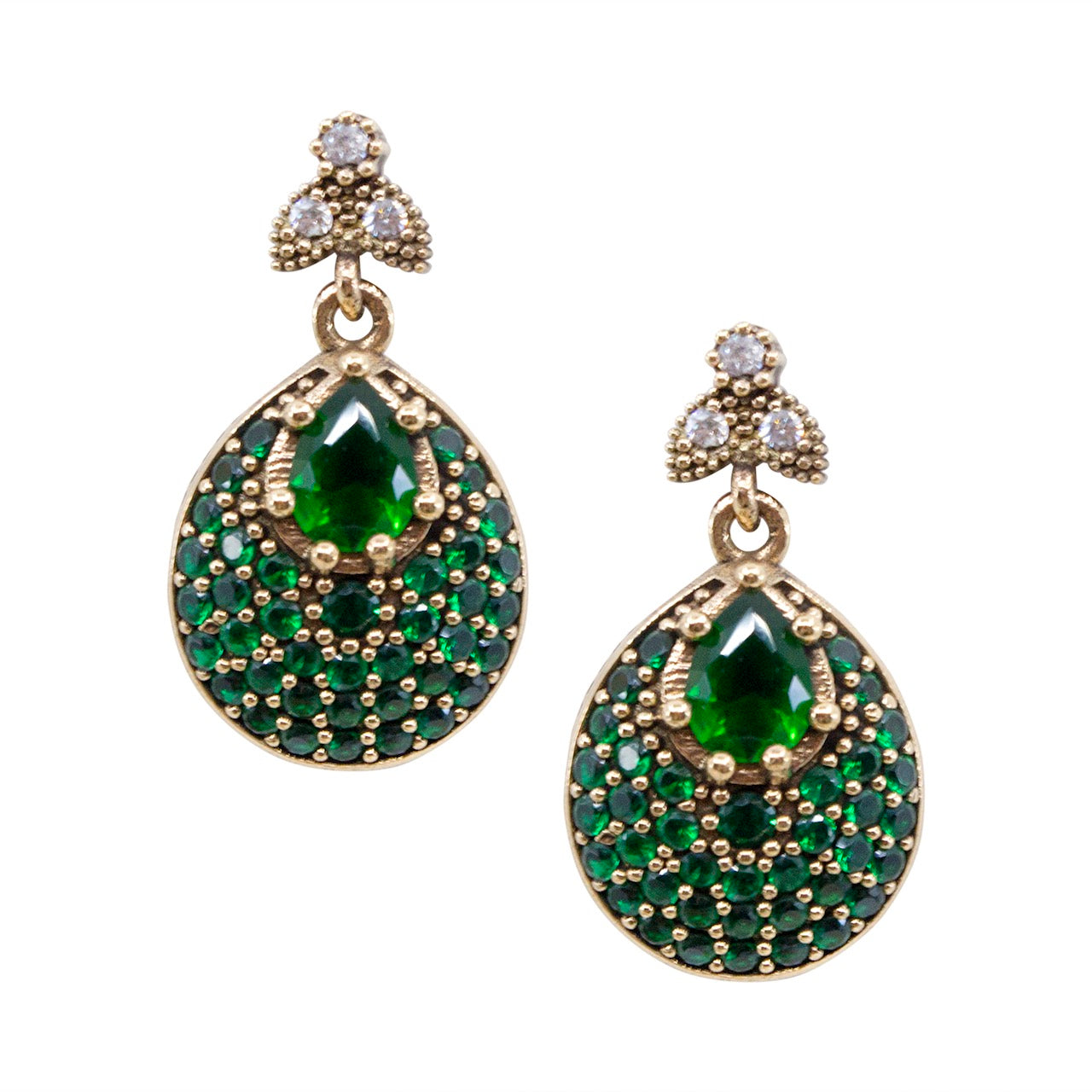 Vintage Ottoman Inspired Turkish Earrings Emeralds – JJ Caprices