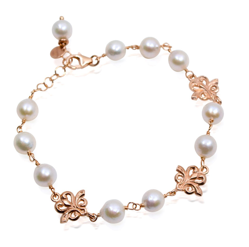 Enchanting Rose Gold Natural Pearl Bracelet