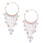 Cascading Blue Chalcedony Rose Gold Hoop Earrings from Italy