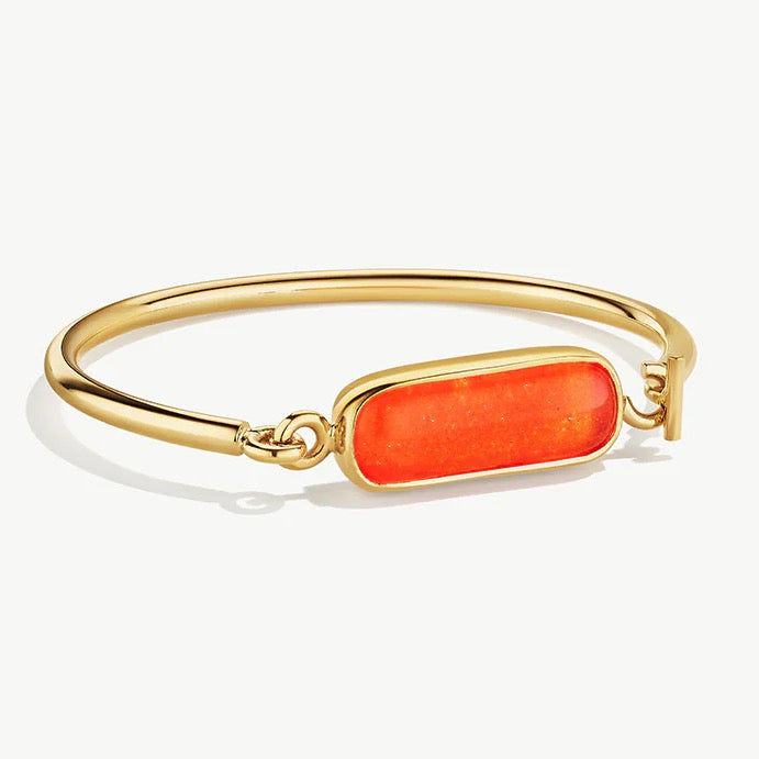 Sophisticated Gold Umbo Link Cuff Bracelet - Orange