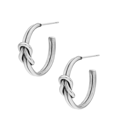 Silver Sayo Knot Hoop Earrings