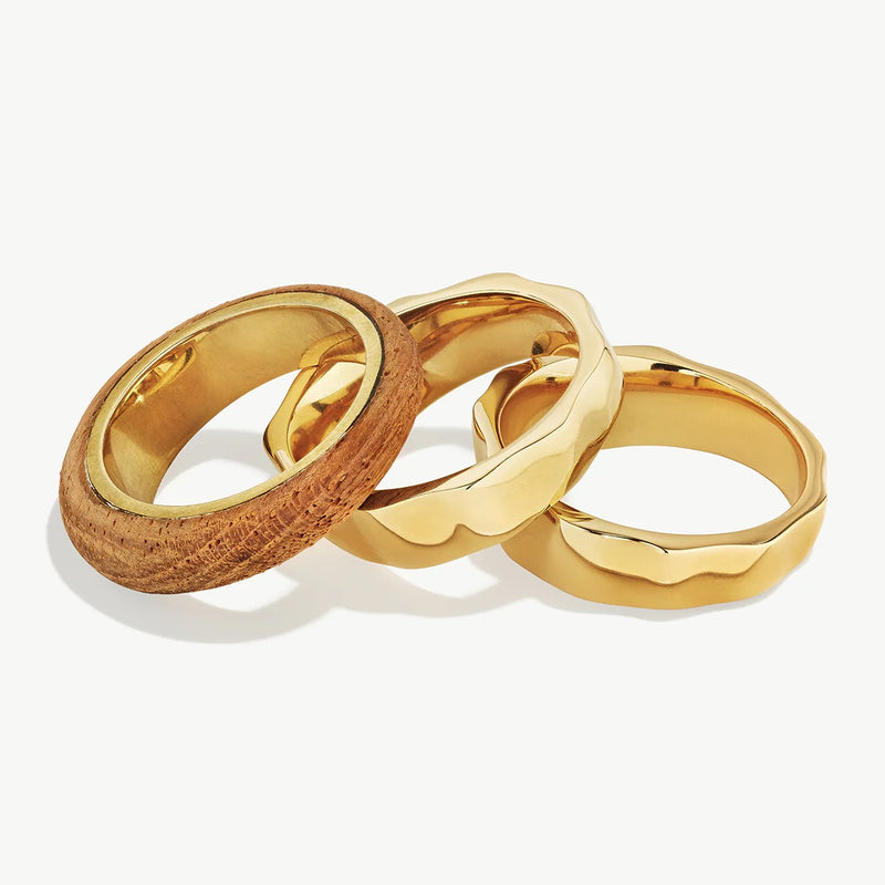 Modern Recycled Brass Teak Ring from Kenya - Size 5