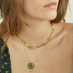 Gold Emerald Green Pendant Necklace from Kenya