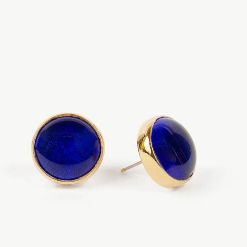Gold and Blue Umbo Stud Earrings