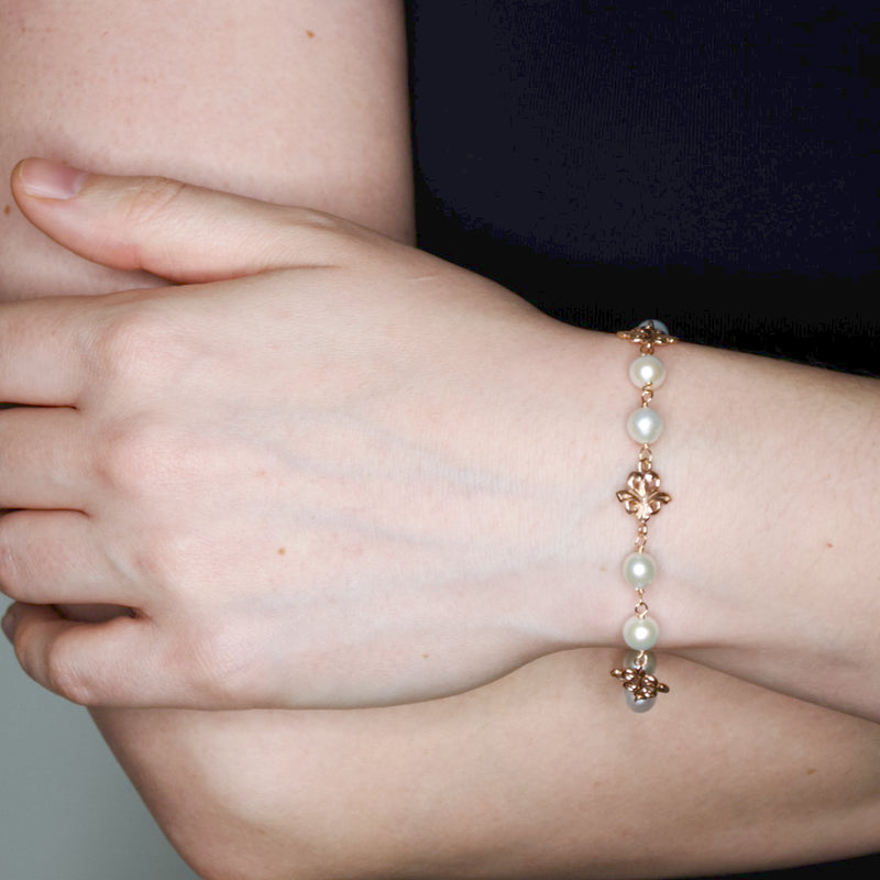 Enchanting Rose Gold Natural Pearl Bracelet