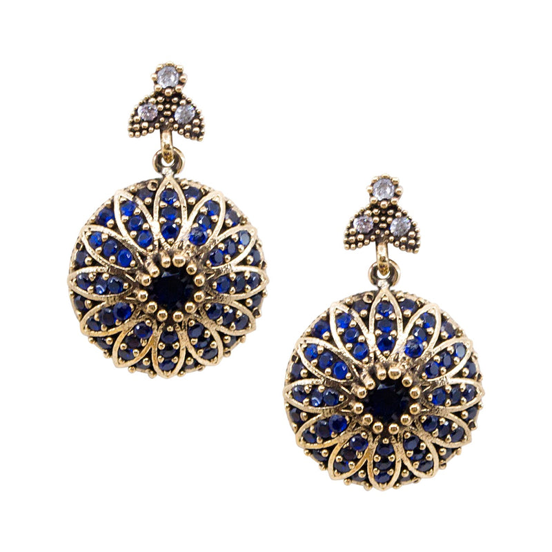 Vintage Inspired Turkish Ottoman Sapphire Earrings