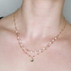 Double Strand Cascading Moonstone and Freshwater Pearl Labradorite Pendant Necklace