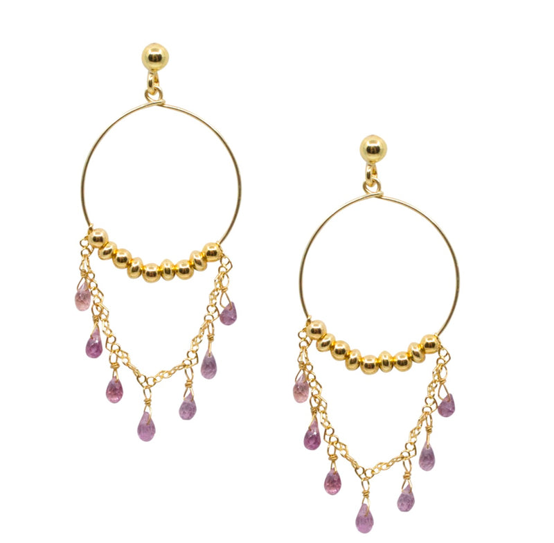 Rose Quartz Afrodite Mini Hoop Earrings from Italy