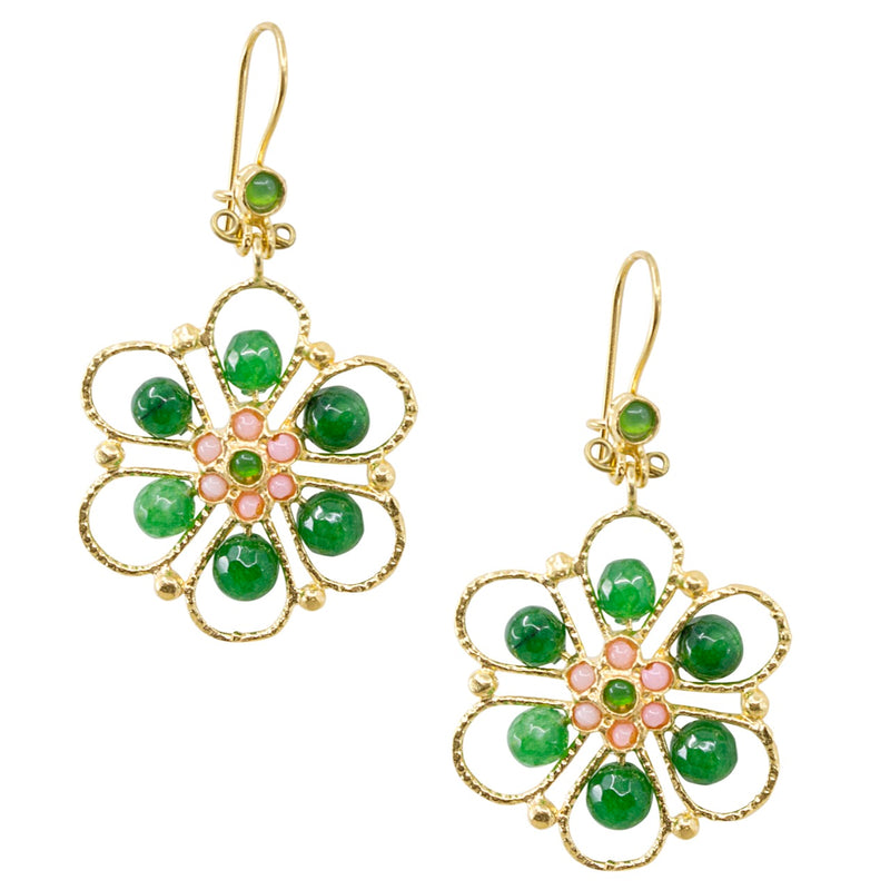 Lucky Clover Green Flower Earrings from Turkey