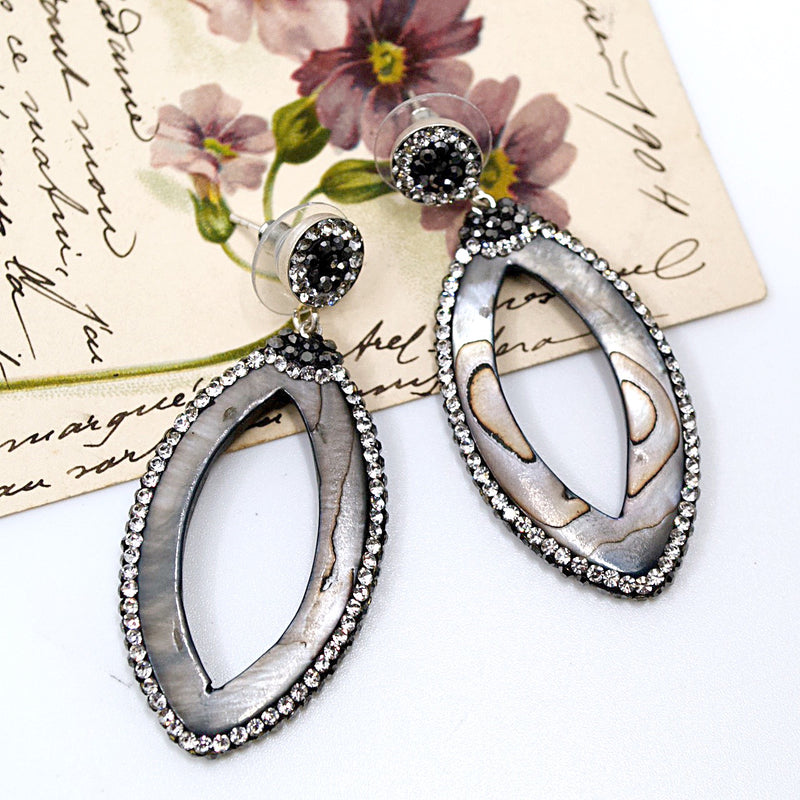 Sparkling Abalone and Crystal Drop Earrings from Turkey