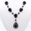 Sparkling Sterling Silver Onyx Drop Necklace
