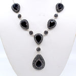 Sparkling Sterling Silver Onyx Drop Necklace
