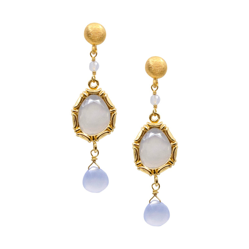 Chic Chalcedony and 24K Gold Drop Earrings