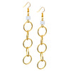 Chic Bone Beaded Brass Circle Drop Earrings from Kenya