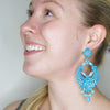 Turquoise Blue Flower Drop Earrings by DUBLOS