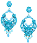 Turquoise Blue Flower Drop Earrings by DUBLOS