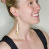 Intricate Camel Bone and Brass Drop Earrings from Kenya - White