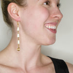 Chic Bone Beaded Brass Drop Earrings from Kenya