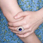 Ottoman-Inspired Sapphire Crystal Statement Ring - Adjustable