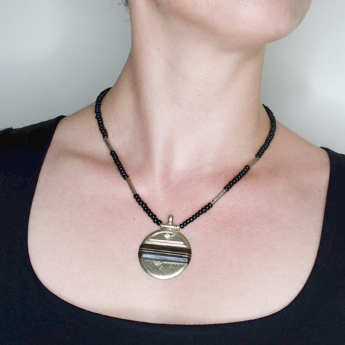 Tuareg Silver and Reclaimed Wood Pendant Necklace from Namibia