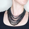 Hand Beaded Necklace - 24 Strand Grey and Black