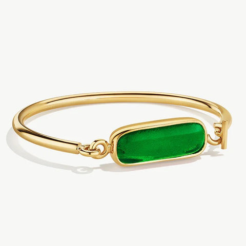 Sophisticated Gold Umbo Link Cuff Bracelet Emerald – JJ Caprices