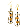 Elegant Wood and Garnet Beaded Drop Earrings from Kenya