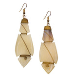 Warrior Wired Horn and Brass Drop Earrings from Kenya