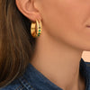 Royal Emerald Crystal Gold Earrings by Satellite Paris