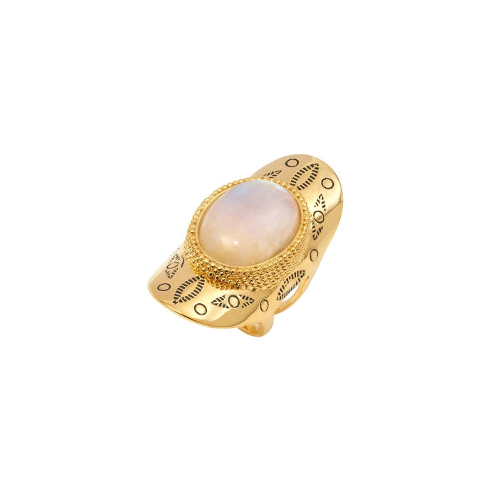 Arizona Dream 18K Gold and Moonstone Adjustable Ring by Satellite Paris