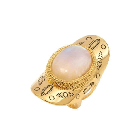 Arizona Dream 18K Gold and Moonstone Adjustable Ring by Satellite Paris