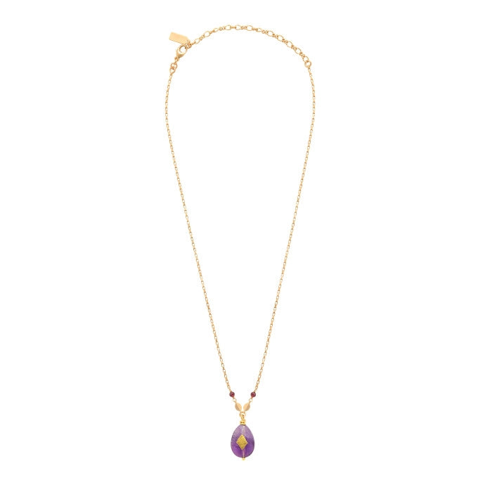 Gold and Amethyst Pendant Necklace by Satellite Paris