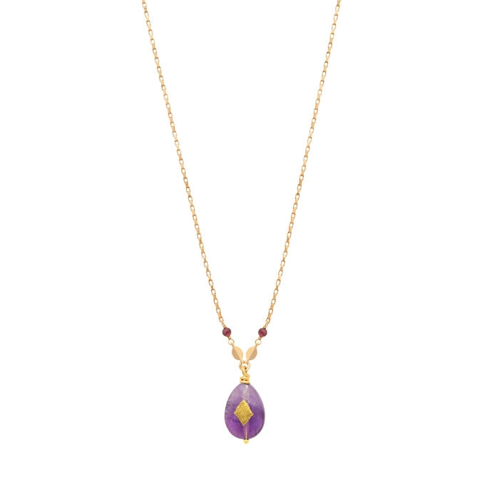 Gold and Amethyst Pendant Necklace by Satellite Paris