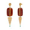 Gold Silk, Carnelian and Green Agate Statement Earrings by Satellite Paris