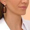 Gold Silk, Carnelian and Green Agate Statement Earrings by Satellite Paris